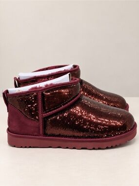 UGG Classic Ultra Mini Mirror Ball Sequins Boots Wild Grape